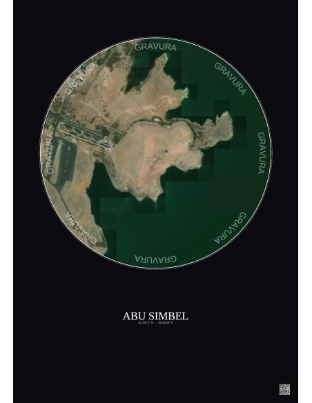 Affiche Abu Simbel – Poster vue satellite 0.5km Couleur | Gravura – Fond foncé
