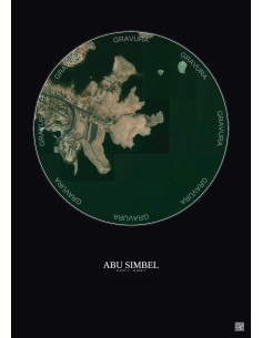 Affiche Abu Simbel – Poster vue satellite 1km Couleur | Gravura – Fond foncé