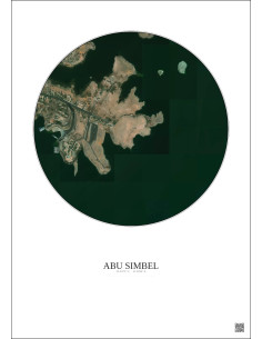 Affiche Abu Simbel – Poster vue satellite 1km Couleur | Gravura – Fond clair