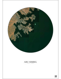 Affiche Abu Simbel – Poster vue satellite 2.5km Couleur | Gravura – Fond clair