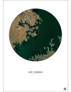 Affiche Abu Simbel – Poster vue satellite 5km Couleur | Gravura – Fond clair