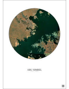 Affiche Abu Simbel – Poster vue satellite 10km Couleur | Gravura – Fond clair