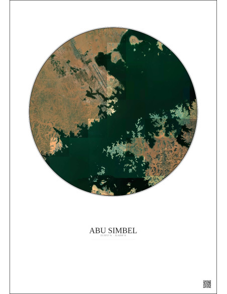 Affiche Abu Simbel – Poster vue satellite 10km Couleur | Gravura – Fond clair