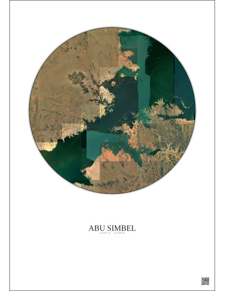 Affiche Abu Simbel – Poster vue satellite 20km Couleur | Gravura – Fond clair