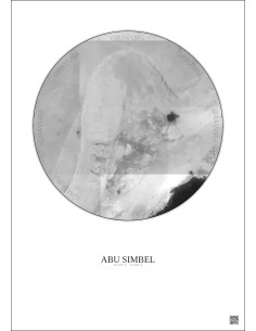 Affiche Abu Simbel – Poster vue satellite 0.1km N&B | Gravura – Fond clair