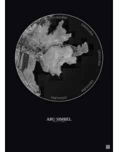 Affiche Abu Simbel – Poster vue satellite 0.5km N&B | Gravura – Fond foncé