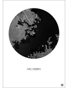Affiche Abu Simbel – Poster vue satellite 5km N&B | Gravura – Fond clair