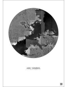 Affiche Abu Simbel – Poster vue satellite 20km N&B | Gravura – Fond clair
