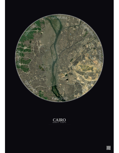 Cairo Satellite View Poster 10km Color | Gravura – Dark background