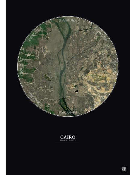 Cairo Satellite View Poster 10km Color | Gravura – Dark background