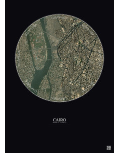 Affiche Cairo – Poster vue satellite 2.5km Couleur | Gravura – Fond foncé