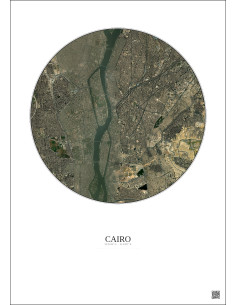 Affiche Cairo – Poster vue satellite 6km Couleur | Gravura – Fond clair