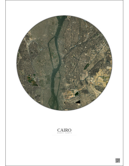 Cairo Satellite View Poster 6km Color | Gravura – Light background