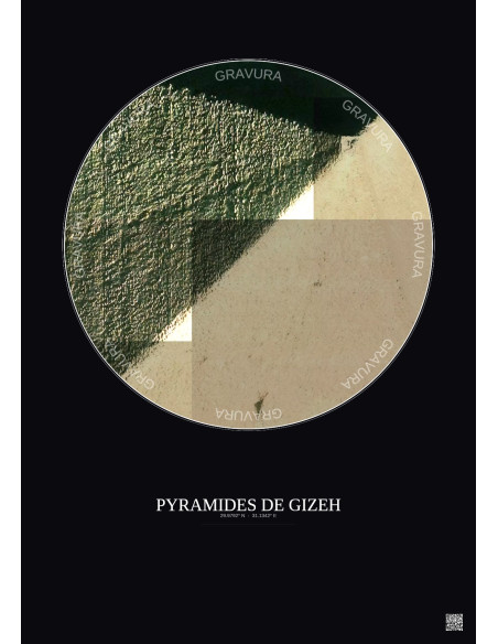 Affiche Pyramides De Gizeh – Poster vue satellite 0.1km Couleur | Gravura – Fond foncé