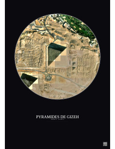 Affiche Pyramides De Gizeh – Poster vue satellite 0.5km Couleur | Gravura – Fond foncé