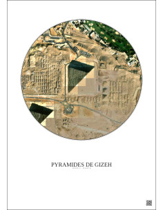 Affiche Pyramides De Gizeh – Poster vue satellite 0.5km Couleur | Gravura – Fond clair