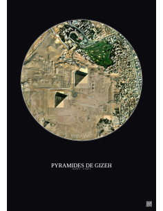 Affiche Pyramides De Gizeh – Poster vue satellite 1km Couleur | Gravura – Fond foncé