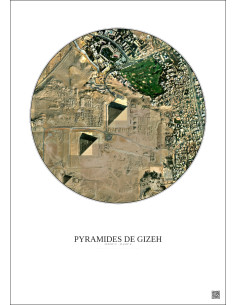 Affiche Pyramides De Gizeh – Poster vue satellite 1km Couleur | Gravura – Fond clair