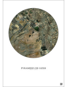 Affiche Pyramides De Gizeh – Poster vue satellite 2.5km Couleur | Gravura – Fond clair