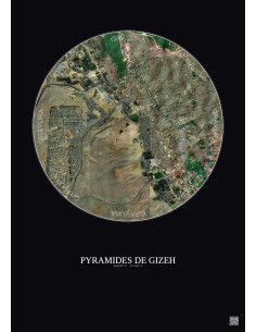 Affiche Pyramides De Gizeh – Poster vue satellite 5km Couleur | Gravura – Fond foncé