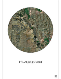 Affiche Pyramides De Gizeh – Poster vue satellite 5km Couleur | Gravura – Fond clair