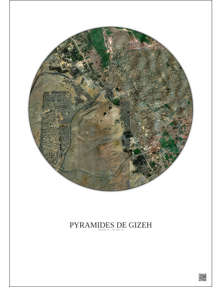 Affiche Pyramides De Gizeh – Poster vue satellite 5km Couleur | Gravura – Fond clair