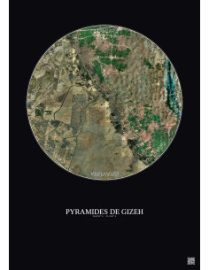 Affiche Pyramides De Gizeh – Poster vue satellite 10km Couleur | Gravura – Fond foncé