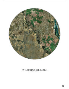 Affiche Pyramides De Gizeh – Poster vue satellite 10km Couleur | Gravura – Fond clair