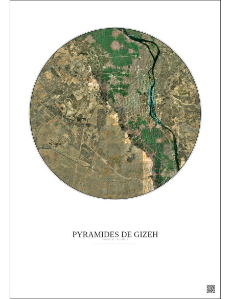 Affiche Pyramides De Gizeh – Poster vue satellite 20km Couleur | Gravura – Fond clair