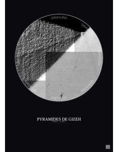 Affiche Pyramides De Gizeh – Poster vue satellite 0.1km N&B | Gravura – Fond foncé