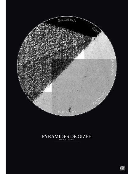 Pyramides De Gizeh Satellite View Poster 0.1km B&W | Gravura – Dark background