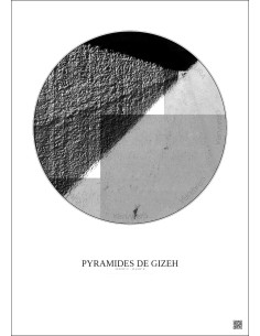 Affiche Pyramides De Gizeh – Poster vue satellite 0.1km N&B | Gravura – Fond clair