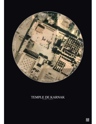 Affiche Temple De Karnak – Poster vue satellite 0.1km Couleur | Gravura – Fond foncé