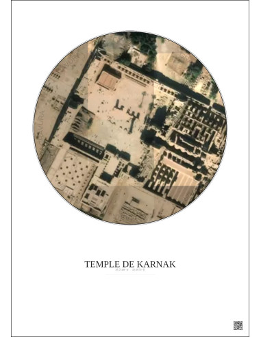 Affiche Temple De Karnak – Poster vue satellite 0.1km Couleur | Gravura – Fond clair