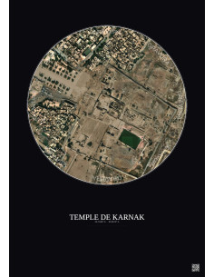 Affiche Temple De Karnak – Poster vue satellite 0.5km Couleur | Gravura – Fond foncé