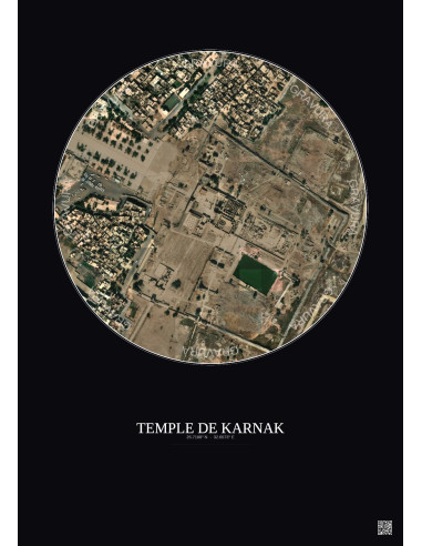 Affiche Temple De Karnak – Poster vue satellite 0.5km Couleur | Gravura – Fond foncé