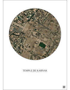 Affiche Temple De Karnak – Poster vue satellite 0.5km Couleur | Gravura – Fond clair