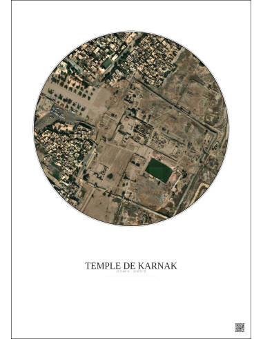 Affiche Temple De Karnak – Poster vue satellite 0.5km Couleur | Gravura – Fond clair
