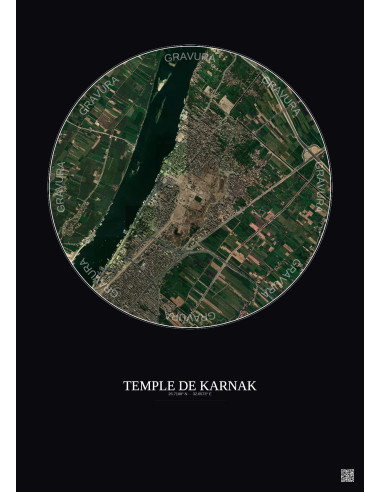 Affiche Temple De Karnak – Poster vue satellite 2.5km Couleur | Gravura – Fond foncé