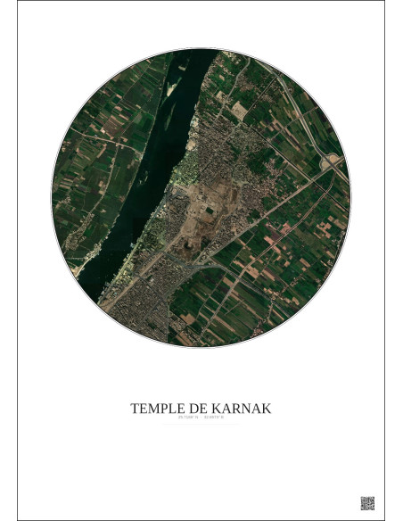 Temple De Karnak Satellite View Poster 2.5km Color | Gravura – Light background