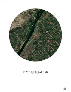 Affiche Temple De Karnak – Poster vue satellite 5km Couleur | Gravura – Fond clair