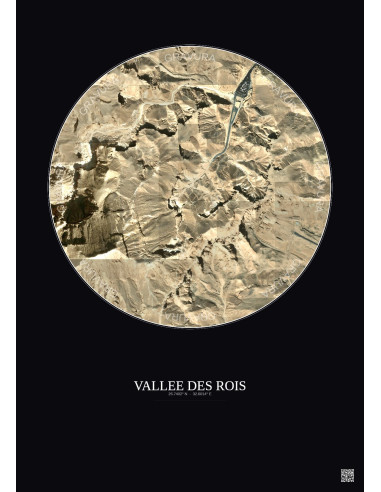 Affiche Vallee Des Rois – Poster vue satellite 1km Couleur | Gravura – Fond foncé