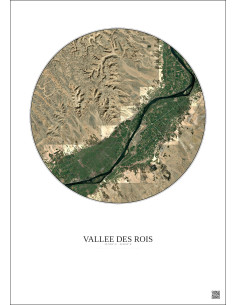 Affiche Vallee Des Rois – Poster vue satellite 20km Couleur | Gravura – Fond clair