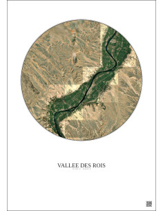 Affiche Vallee Des Rois – Poster vue satellite 30km Couleur | Gravura – Fond clair
