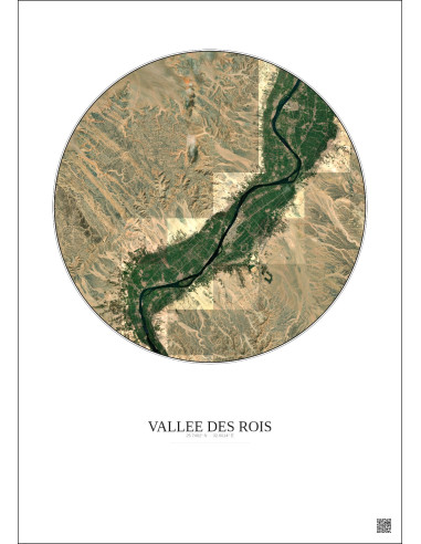 Affiche Vallee Des Rois – Poster vue satellite 30km Couleur | Gravura – Fond clair