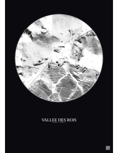 Affiche Vallee Des Rois – Poster vue satellite 0.1km N&B | Gravura – Fond foncé