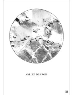Affiche Vallee Des Rois – Poster vue satellite 0.1km N&B | Gravura – Fond clair