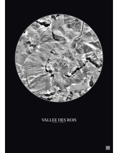 Affiche Vallee Des Rois – Poster vue satellite 0.5km N&B | Gravura – Fond foncé