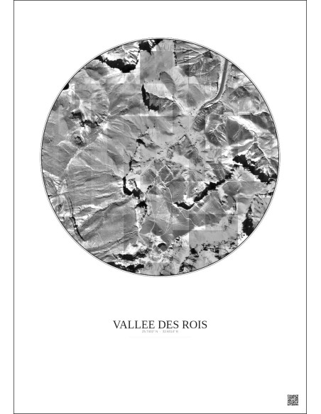 Vallee Des Rois Satellite View Poster 0.5km B&W | Gravura – Light background
