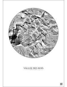 Affiche Vallee Des Rois – Poster vue satellite 1km N&B | Gravura – Fond clair
